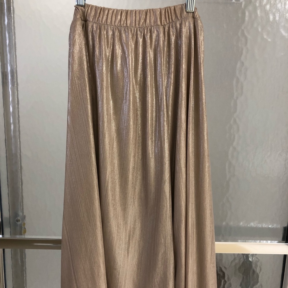 Midi gold flounce skirt